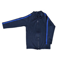 スクール水着 ラッシュガード キッズ 女の子 男の子 ネイビー 水着 ライン付き ジップアップ 耐塩素加工 ネコポス