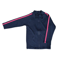 スクール水着 ラッシュガード キッズ 女の子 男の子 ネイビー 水着 ライン付き ジップアップ 耐塩素加工 ネコポス