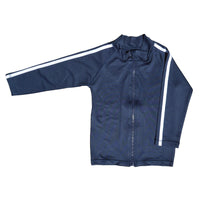 スクール水着 ラッシュガード キッズ 女の子 男の子 ネイビー 水着 ライン付き ジップアップ 耐塩素加工 ネコポス