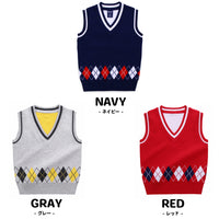 キッズ Vネックニットベスト アーガイル ネコポス