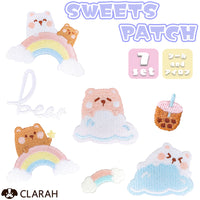 ワッペン 7枚セット アイロン レインボー ゆめかわ くま 入園準備 入学準備 新入学 ネコポス