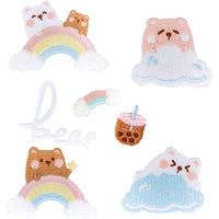 ワッペン 7枚セット アイロン レインボー ゆめかわ くま 入園準備 入学準備 新入学 ネコポス