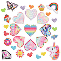 ワッペン 30枚セット アイロン ハート 入園準備 入学準備 新入学 新入園 ネコポス