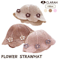 麦わら帽子 フラワー キッズ ストローハット お花 子ども 女の子 UV対策 紫外線対策 ネコポス