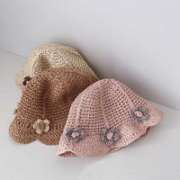 麦わら帽子 フラワー キッズ ストローハット お花 子ども 女の子 UV対策 紫外線対策 ネコポス