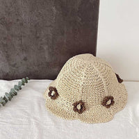 麦わら帽子 フラワー キッズ ストローハット お花 子ども 女の子 UV対策 紫外線対策 ネコポス