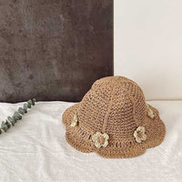 麦わら帽子 フラワー キッズ ストローハット お花 子ども 女の子 UV対策 紫外線対策 ネコポス