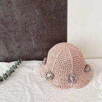 麦わら帽子 フラワー キッズ ストローハット お花 子ども 女の子 UV対策 紫外線対策 ネコポス