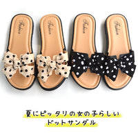 キッズ サンダル 女の子 ドット 水玉 リボン りぼん コンフォート ミュール ガールズ ネコポス