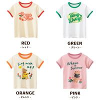 キッズ Tシャツ 4カラー 半袖 女の子 ピンク オレンジ グリーン ホワイト ネコポス