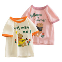 キッズ Tシャツ 4カラー 半袖 女の子 ピンク オレンジ グリーン ホワイト ネコポス