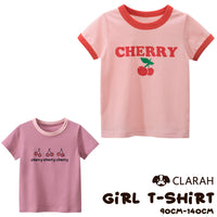 キッズ Tシャツ さくらんぼ チェリー 半袖 女の子 ピンク パープル ガール ネコポス