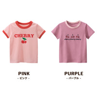 キッズ Tシャツ さくらんぼ チェリー 半袖 女の子 ピンク パープル ガール ネコポス