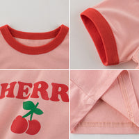 キッズ Tシャツ さくらんぼ チェリー 半袖 女の子 ピンク パープル ガール ネコポス