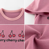 キッズ Tシャツ さくらんぼ チェリー 半袖 女の子 ピンク パープル ガール ネコポス