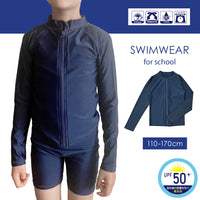 スクール水着 ラッシュガード キッズ 女の子 男の子 水着 UPF50 ジップアップ ハイネック 水泳 UVカット 長袖 ジュニア ネコポス