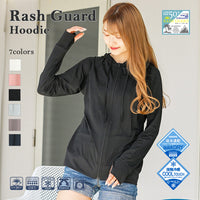 レディース ラッシュガード 体型カバー パーカー 無地 UV対策 日焼け対策 紫外線防止対策 UVカット 接触冷感 速乾 長袖 ネコポス