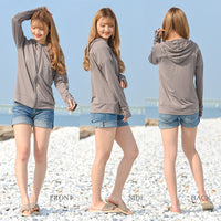 レディース ラッシュガード 体型カバー パーカー 無地 UV対策 日焼け対策 紫外線防止対策 UVカット 接触冷感 速乾 長袖 ネコポス