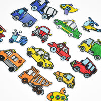 ワッペン 16枚セット 乗り物 アイロン ネコポス