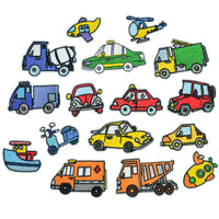 ワッペン 16枚セット 乗り物 アイロン ネコポス