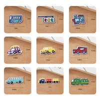 ワッペン 9枚セット 乗り物 電車 アイロン ネコポス