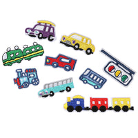 ワッペン 9枚セット 乗り物 電車 アイロン ネコポス