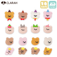 ワッペン 16枚セット アイロン 猫 犬 ねこ くま うさぎ ネコポス