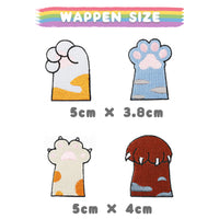 ワッペン 12枚セット アイロン 猫の手 ねこ 入園準備 入学準備 新入学 新入園 ネコポス