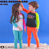 キッズ 水着 ラッシュガード ネオンカラー 長袖 長ズボン ネコポス