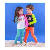 キッズ 水着 ラッシュガード ネオンカラー 長袖 長ズボン ネコポス