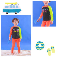 キッズ 水着 ラッシュガード ネオンカラー 長袖 長ズボン ネコポス