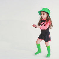 キッズ 水着 ラッシュガード 3点セット ネオンカラー 長袖 長ズボン ショートパンツ ネコポス