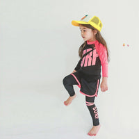 キッズ 水着 ラッシュガード 3点セット ネオンカラー 長袖 長ズボン ショートパンツ ネコポス