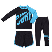 キッズ 水着 ラッシュガード 3点セット ネオンカラー 長袖 長ズボン ショートパンツ ネコポス