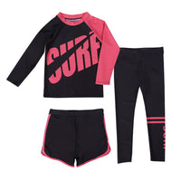 キッズ 水着 ラッシュガード 3点セット ネオンカラー 長袖 長ズボン ショートパンツ ネコポス