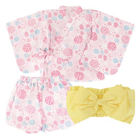 甚平 キッズ ベビー 帯付き 半袖 上下セットネコポス