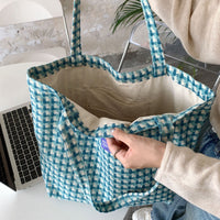 レディーストートバッグ チェック柄 大容量 内ポケット付 ネコポス
