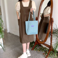 レディーストートバッグ チェック柄 大容量 内ポケット付 ネコポス