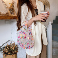 チュールバッグ レディースバッグ シースルー フラワー 刺繍 チュール エコバッグ ネコポス