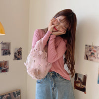 チュールバッグ レディースバッグ シースルー フラワー 刺繍 チュール エコバッグ ネコポス