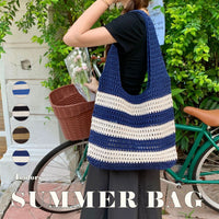 レディースバッグ メッシュクロシェ トート サマーバッグ ボーダーうちわサイズ オタ活 ネコポス