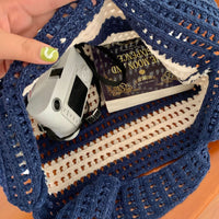 レディースバッグ メッシュクロシェ トート サマーバッグ ボーダーうちわサイズ オタ活 ネコポス