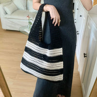 レディースバッグ メッシュクロシェ トート サマーバッグ ボーダーうちわサイズ オタ活 ネコポス