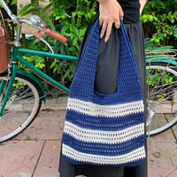 レディースバッグ メッシュクロシェ トート サマーバッグ ボーダーうちわサイズ オタ活 ネコポス