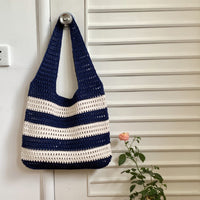 レディースバッグ メッシュクロシェ トート サマーバッグ ボーダーうちわサイズ オタ活 ネコポス