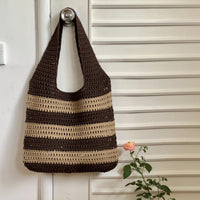 レディースバッグ メッシュクロシェ トート サマーバッグ ボーダーうちわサイズ オタ活 ネコポス