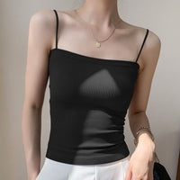 カップ付き リブ キャミソール インナー タンクトップ ブラトップ ノンワイヤー 肌着 下着 ネコポス