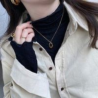 レース シアートップス ハイネック 薄手 トップス レースインナー フリル 長袖 重ね着 ネコポス