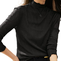 レース シアートップス ハイネック 薄手 トップス レースインナー フリル 長袖 重ね着 ネコポス