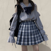 量産型 地雷系 ブラウス リボン シャツ ブラウス トップス 肩出し フリル ネコポス